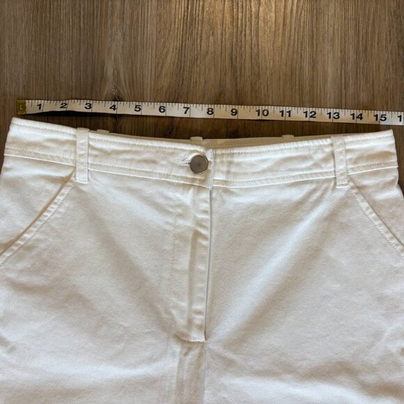 Max Studio Wide Leg High Waist White Denim Cropped Pants Size 10 - Picture 6 of 8